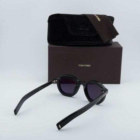 Tom Ford Raffa FT1100 01A Round Sunglasses - Black/Smoke - Picture 5 of 11